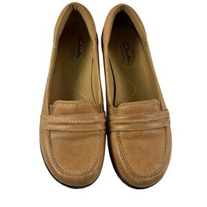 Clarks Bendables Womens Sixty Delta Tan Leather Preppy Academia Loafers 8M